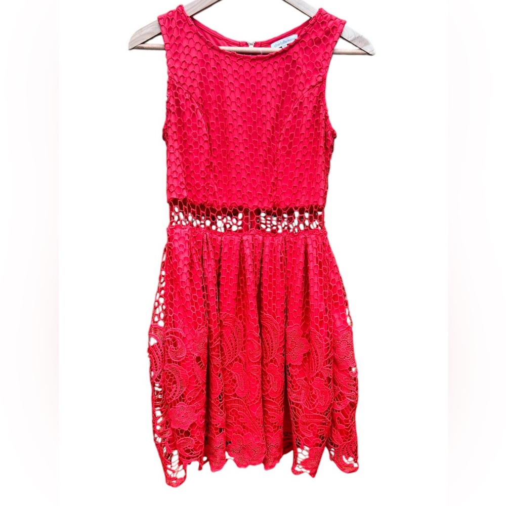 Charlotte Russe Dress Red Lace Sz. Medium Sleeveless